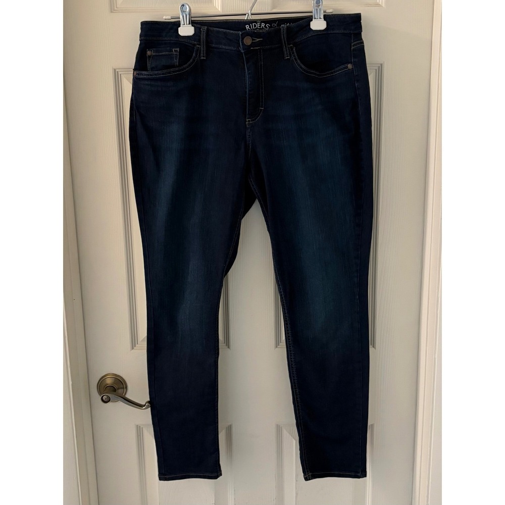 Riders by Lee Jeans Womens 14 Mid Rise Skinny Dark Wash Stretch Denim